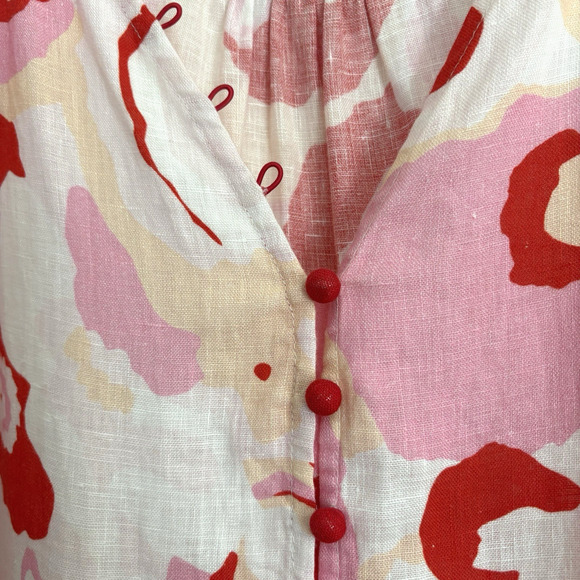 ELLIATT Small Gisli Linen Maxi Dress Tiered Floral Print Flutter Sleeve Feminine - Picture 5 of 16